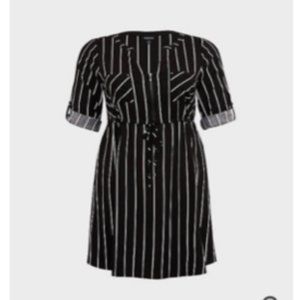 Torrid Black Stripe Challis Shirt Dress - Size 00